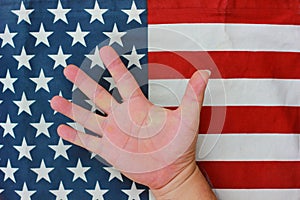 Hand ignor with American flag pattern,the American the first