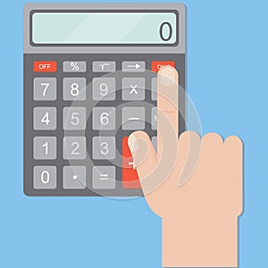 Hand includes a calculator. Calculator business man.