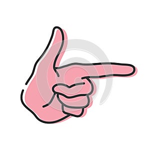 Hand with index finger line icon. Hand with pointing finger isolated on white background