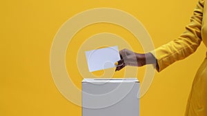 Hand Inserting Ballot into Box.AI generated image