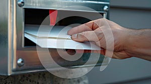 Hand Inserting Letter into Mailbox.AI generated image
