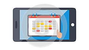 Hand interacting with a digital calendar on a tablet, vector design Generative AI