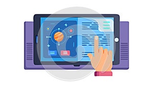 Hand Interacting with Digital Tablet Interface, vector design Generative AI