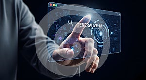 Hand Interacting with Generative AI Interface on Transparent Screen