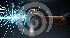 Technology innovation future digital transformation data analysis ai iot connectivity network hand