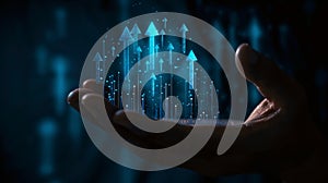 The Hand Presenting Digital Growth.. AI generated