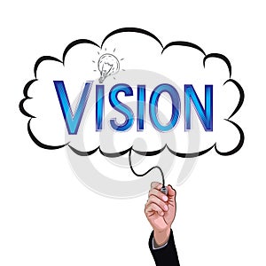 Hand isolate pencil idea write blue vision illustration.