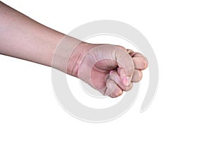 hand on isolated background clipping path .