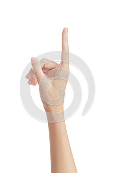 Hand isolated on white background index finger up