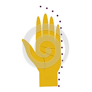 The hand is isolated on a white background. Palm for palmistry and divination. Vector illustration.