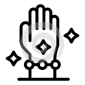 Hand with jewelry icon, outline style