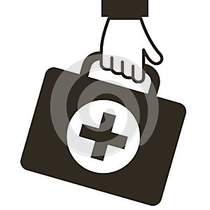 Hand keep virus first aid help kit box icon