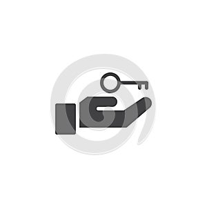 Hand and key vector icon