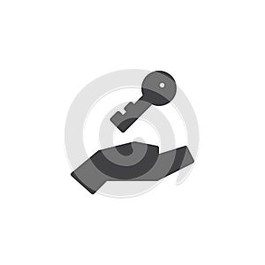 Hand with key vector icon