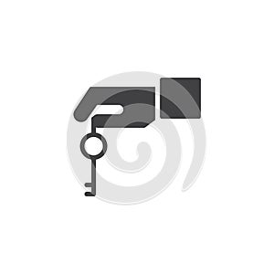 Hand with key vector icon