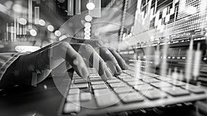 The hand on keyboard.AI generated image