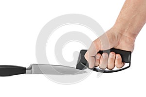 Hand with knife sharpener