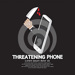 Hand With Knife Threatening Phone Concept photo