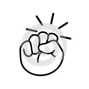 Hand knocking on door logo icon, fist knocking sign - vector