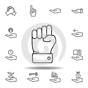 hand, knuckle outline icon. Set of hand gesturies illustration. Signs and symbols can be used for web, logo, mobile app, UI, UX