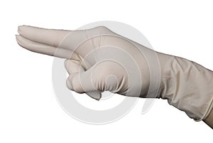 Hand in latex medical glove