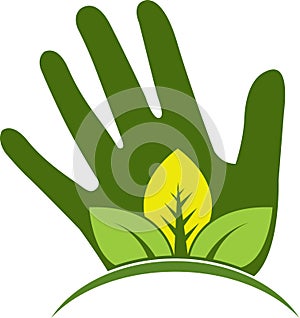 Hand leaf logo