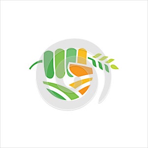 Hand Leaf Nature Organic Logo Vector