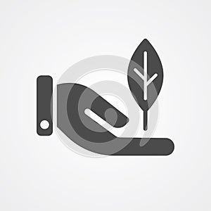 Hand with leaf vector icon sign symbol