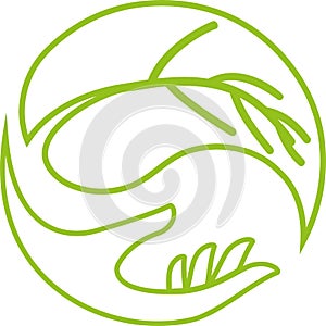 Hand and leaf, wellness and nature logo