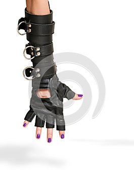 Hand in Leather Glove with Iron Rings