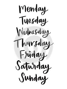 Hand Lettered Days of the Week