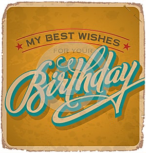 Hand-lettered vintage birthday card (vector) photo