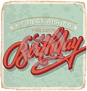 Hand-lettered vintage birthday card (vector)