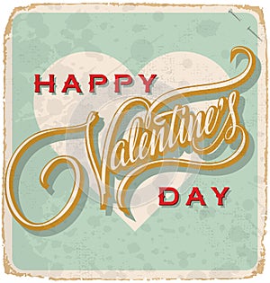 Hand-lettered vintage valentines card (vector)