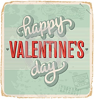 Hand-lettered vintage valentines card (vector)