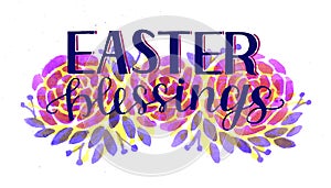 Hand lettering Bible Verse Easter blessings on watercolor background