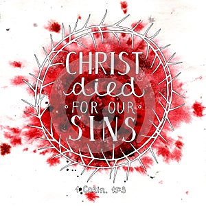 Hand lettering Christ died for our sins