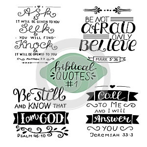 Hand lettering Collection number 1 with 4 Bible verses. photo