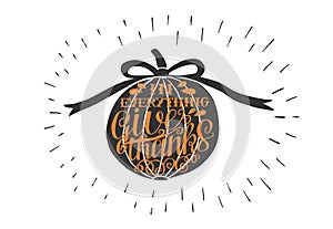 Hand lettering In everything Give thanks on pumpkin.