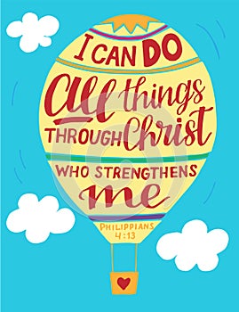 Hand lettering I can do all things through Christ, who strengthens me made on balloon photo