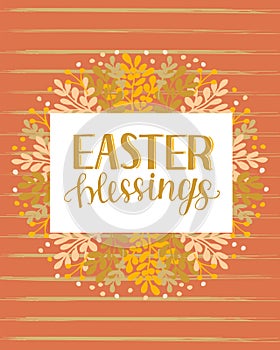 Hand lettering with inscription Easter blessings