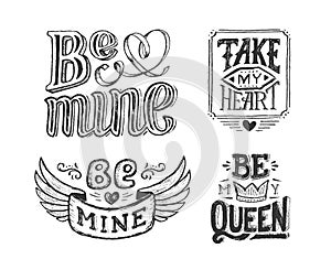 Hand lettering phrase for valentines day poster