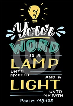 Hand lettering Your word is a lamp unto my feed