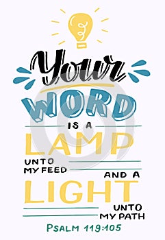 Hand lettering Your word is a lamp unto my feed
