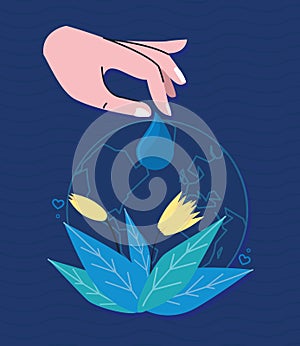 hand lifting water drop