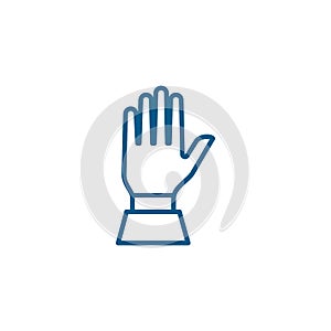 Hand Line Blue Icon On White Background. Blue Flat Style Vector Illustration