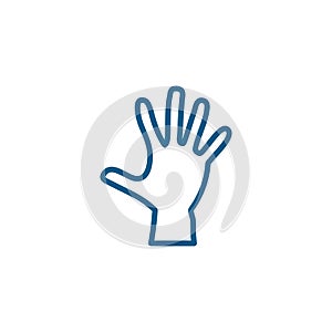 Hand Line Blue Icon On White Background. Blue Flat Style Vector Illustration