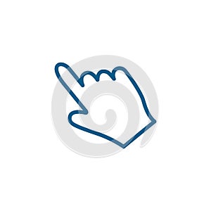 Hand Line Blue Icon On White Background. Blue Flat Style Vector Illustration