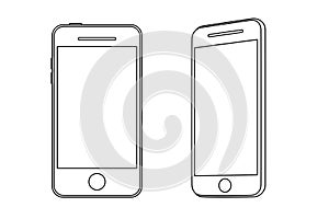 Hand line drawing of a smartphone.