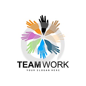 Hand Logo, Teamwork Vector, Team Company Design, Body health, Hand Care, Recycling